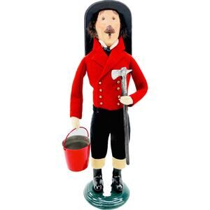 Byers‎ Choice FIREMAN 2001 with Red Metal Bucket and Axe 13"